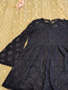Xhilaration Navy Lace Bell-Sleeve Dress for Women